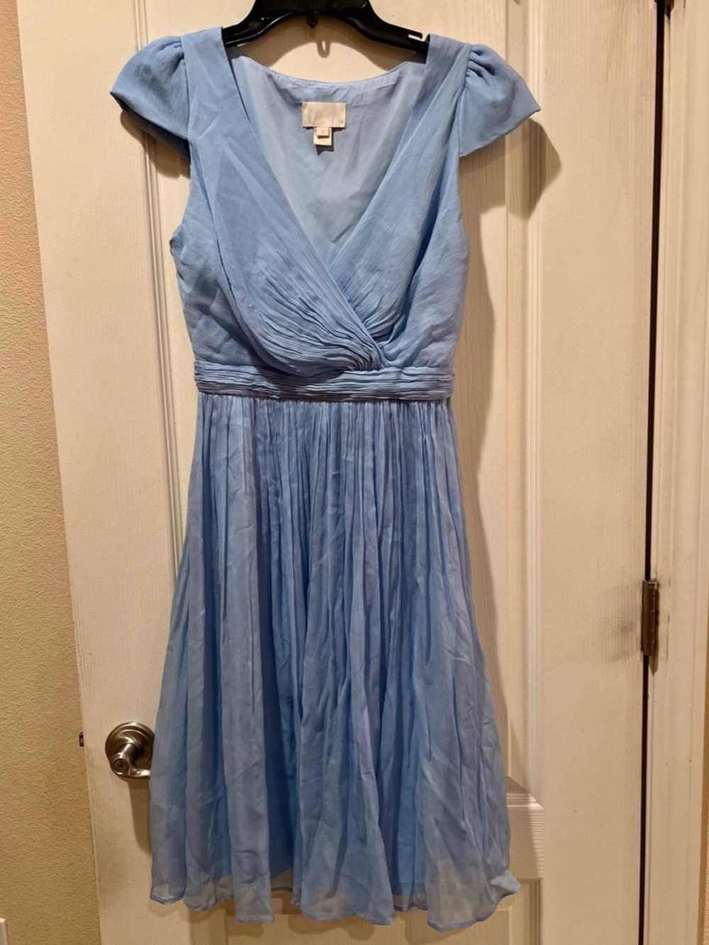Ethereal J.Crew Mirabelle Dress in Silk Chiffon - Light Powder Blue Midi Size 0